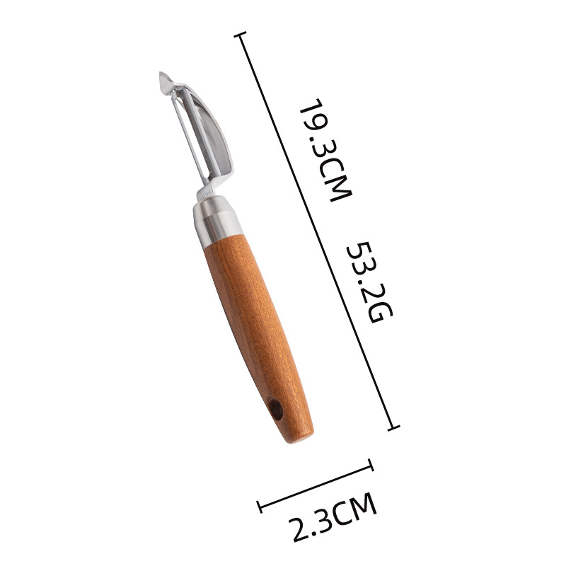 Set de ustensile de bucătărie din oțel inoxidabil 304, cu mâner din lemn – include formator pentru bile de fructe, suport pentru tavă, decupator de sâmburi, cuțit pentru creveți, cuțit de decojit, deschizător de sticle