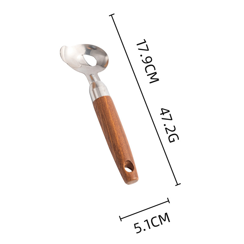 Set de ustensile de bucătărie din oțel inoxidabil 304, cu mâner din lemn – include formator pentru bile de fructe, suport pentru tavă, decupator de sâmburi, cuțit pentru creveți, cuțit de decojit, deschizător de sticle