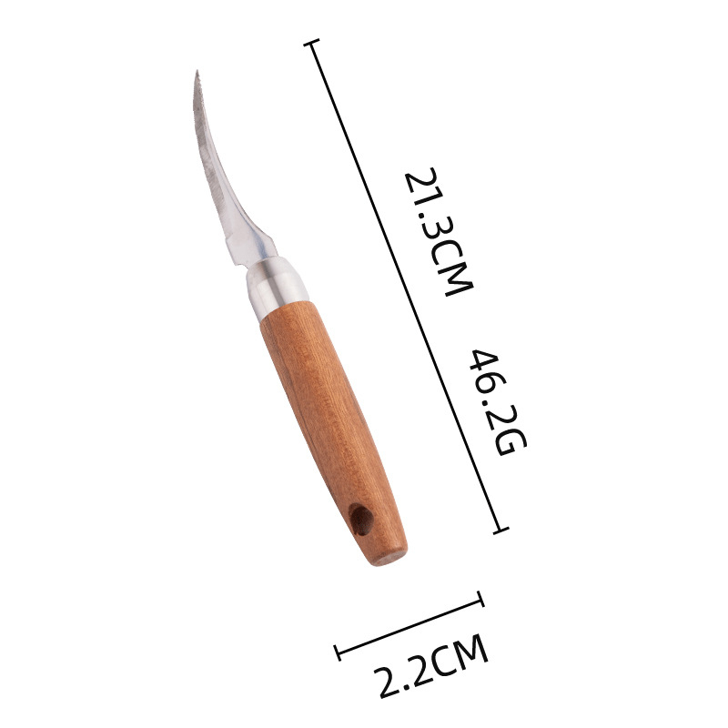 Set de ustensile de bucătărie din oțel inoxidabil 304, cu mâner din lemn – include formator pentru bile de fructe, suport pentru tavă, decupator de sâmburi, cuțit pentru creveți, cuțit de decojit, deschizător de sticle