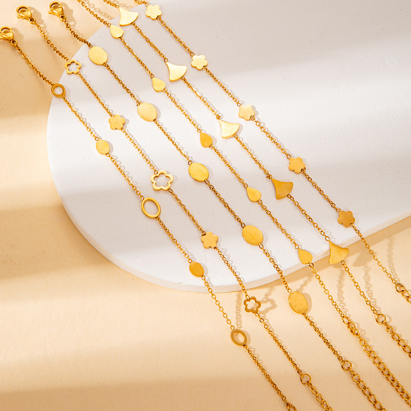 Brățară din oțel inoxidabil pentru femei, finisaj electroplating, design geometric, stil de lux