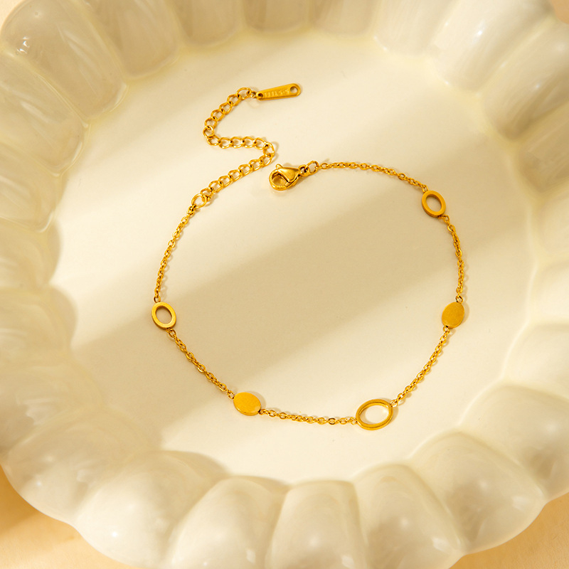 Brățară din oțel inoxidabil pentru femei, finisaj electroplating, design geometric, stil de lux