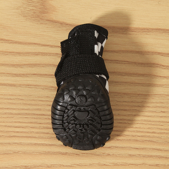 Háziállat cipő – leopard mintás, fleece bélés, univerzális illeszkedés, anyag: szövet, csúszásmentes, melegen tartó, kopásálló