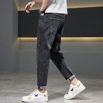 Muške traperice – Slim Straight, srednji pojas, duljina 9/10, zatvarač (Proljeće)