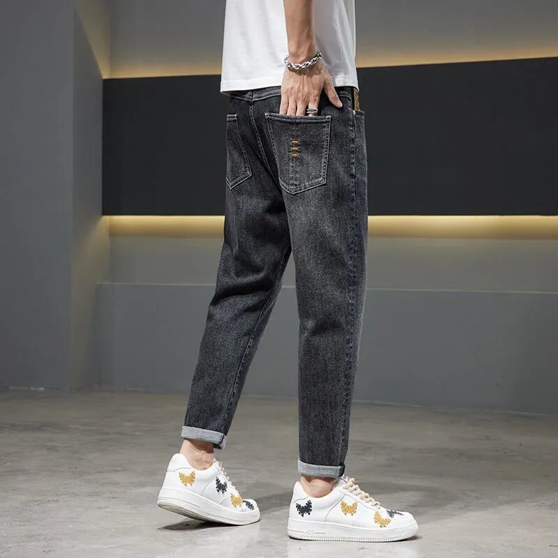 Muške traperice – Slim Straight, srednji pojas, duljina 9/10, zatvarač (Proljeće)