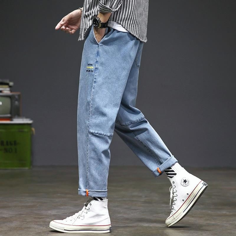 Muške traperice – Slim Straight, srednji pojas, duljina 9/10, zatvarač (Proljeće)