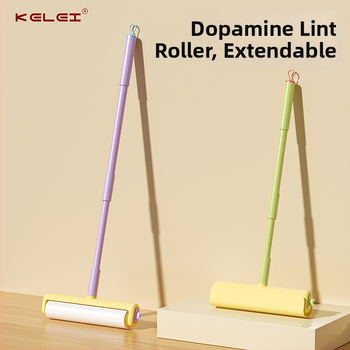 Hosszú nyélű szöszszedő hengerr szőnyegekhez, szélesített görgő, műanyag, márka Kelei