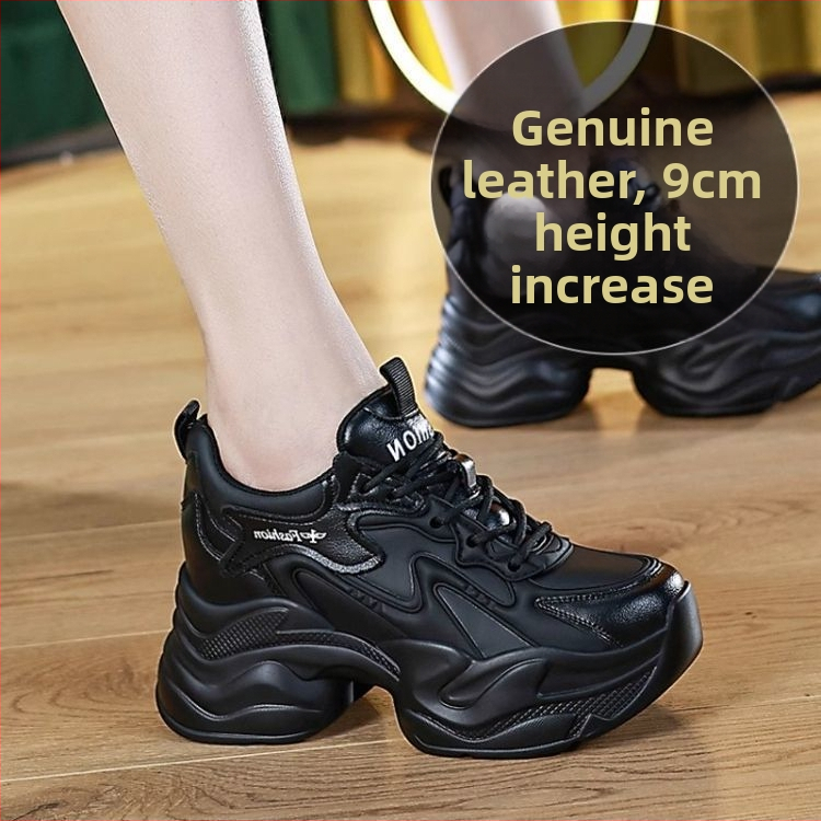 Dámske tenisky s hrubou podrážkou zo split kože, fleecová vnútorná výstelka a výškový vnútorný vložka