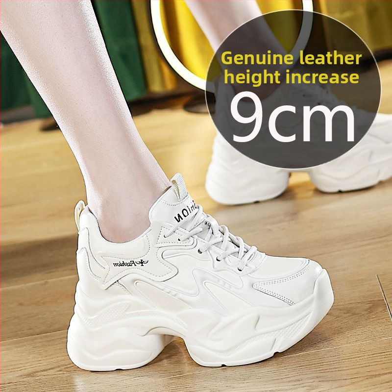 Dámske tenisky s hrubou podrážkou zo split kože, fleecová vnútorná výstelka a výškový vnútorný vložka