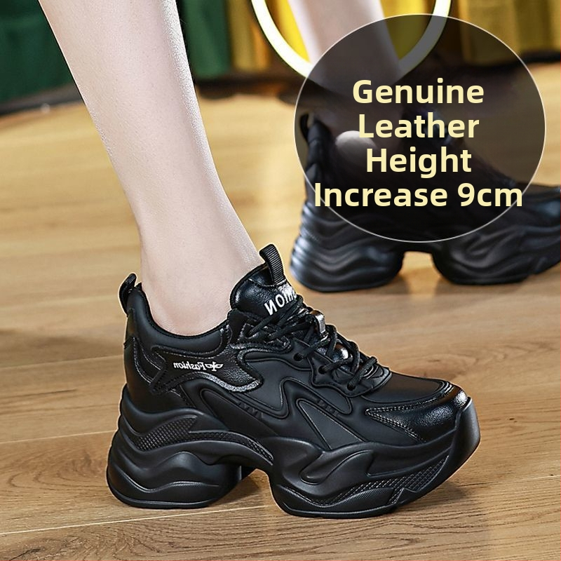 Dámske tenisky s hrubou podrážkou zo split kože, fleecová vnútorná výstelka a výškový vnútorný vložka