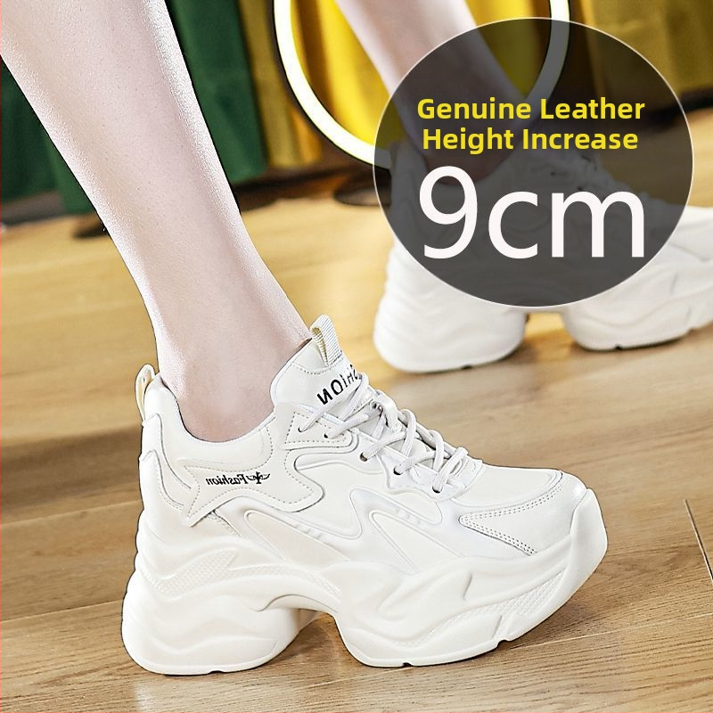 Dámske tenisky s hrubou podrážkou zo split kože, fleecová vnútorná výstelka a výškový vnútorný vložka