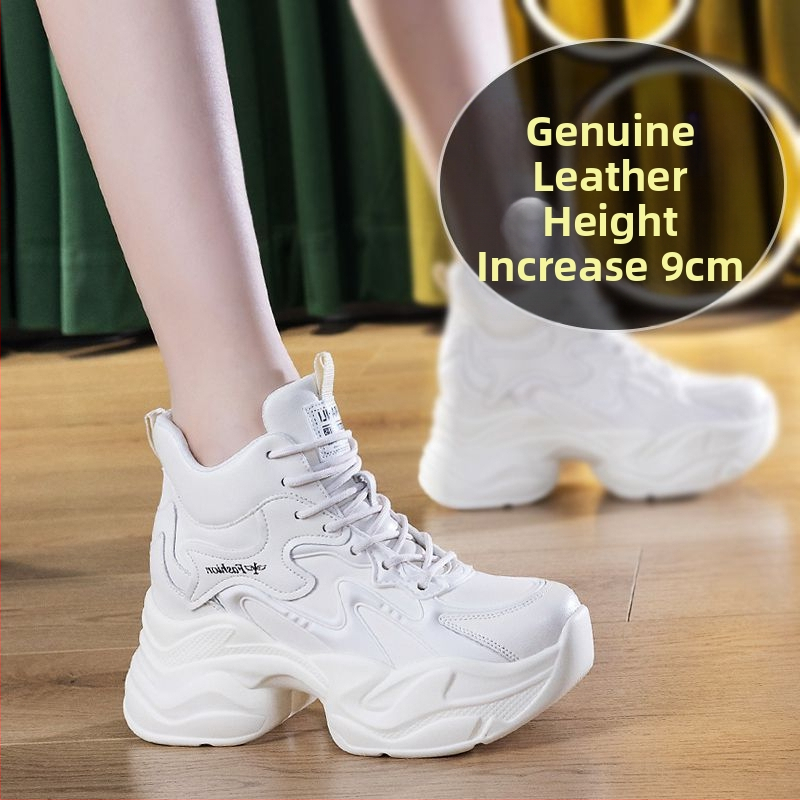 Dámske tenisky s hrubou podrážkou zo split kože, fleecová vnútorná výstelka a výškový vnútorný vložka