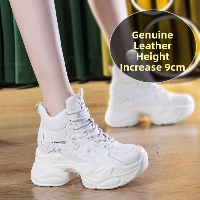 Dámske tenisky s hrubou podrážkou zo split kože, fleecová vnútorná výstelka a výškový vnútorný vložka