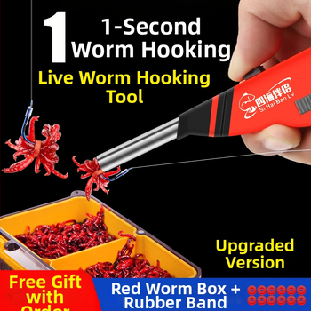 Mengda Teljesen automata rozsdamentes acél csalihordozó, gumiszalaggal és élő giliszta csipesszel – Többfunkciós horgászfelszerelés