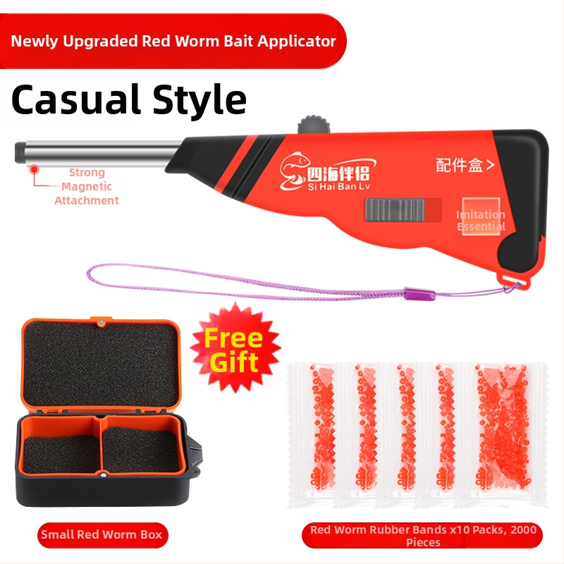Mengda Teljesen automata rozsdamentes acél csalihordozó, gumiszalaggal és élő giliszta csipesszel – Többfunkciós horgászfelszerelés