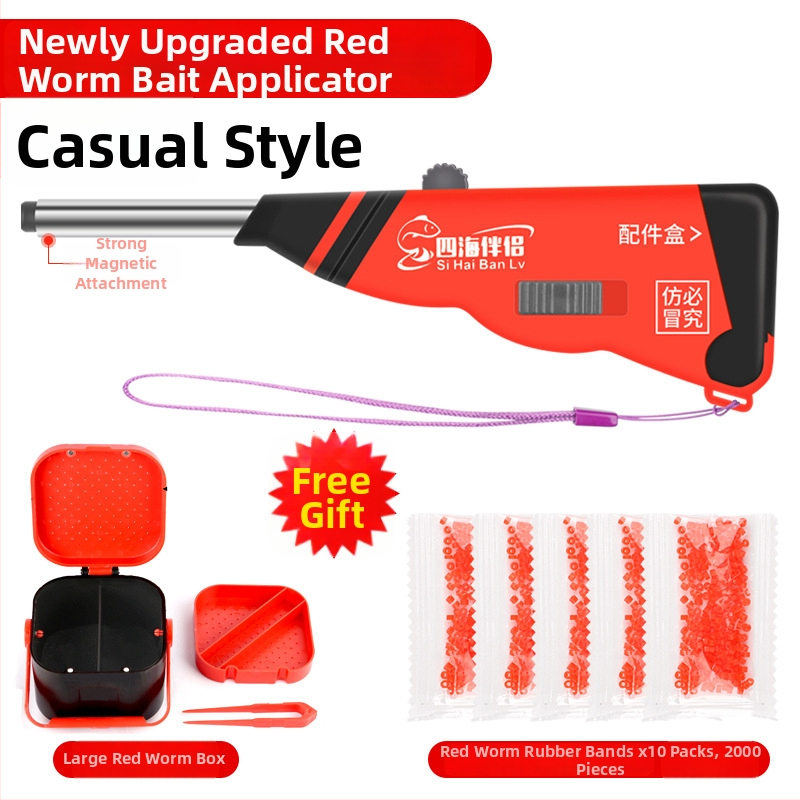 Mengda Teljesen automata rozsdamentes acél csalihordozó, gumiszalaggal és élő giliszta csipesszel – Többfunkciós horgászfelszerelés