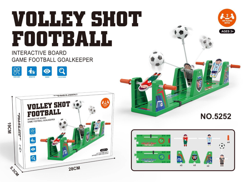 Joc de fotbal pe masă pentru copii cu acțiune catapultă; construcție din plastic; vârsta 4–14 ani; origine Guangdong; ambalaj: cutie colorată.