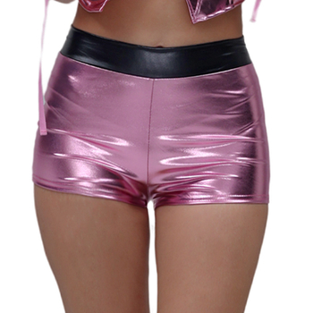 Costum de scenă pentru femei, pantaloni scurți lucioși, talie înaltă, țesătură Poliester-elastan (≥95% poliester, ≤30% elastan), codul produsului Yt736, Primăvara 2025