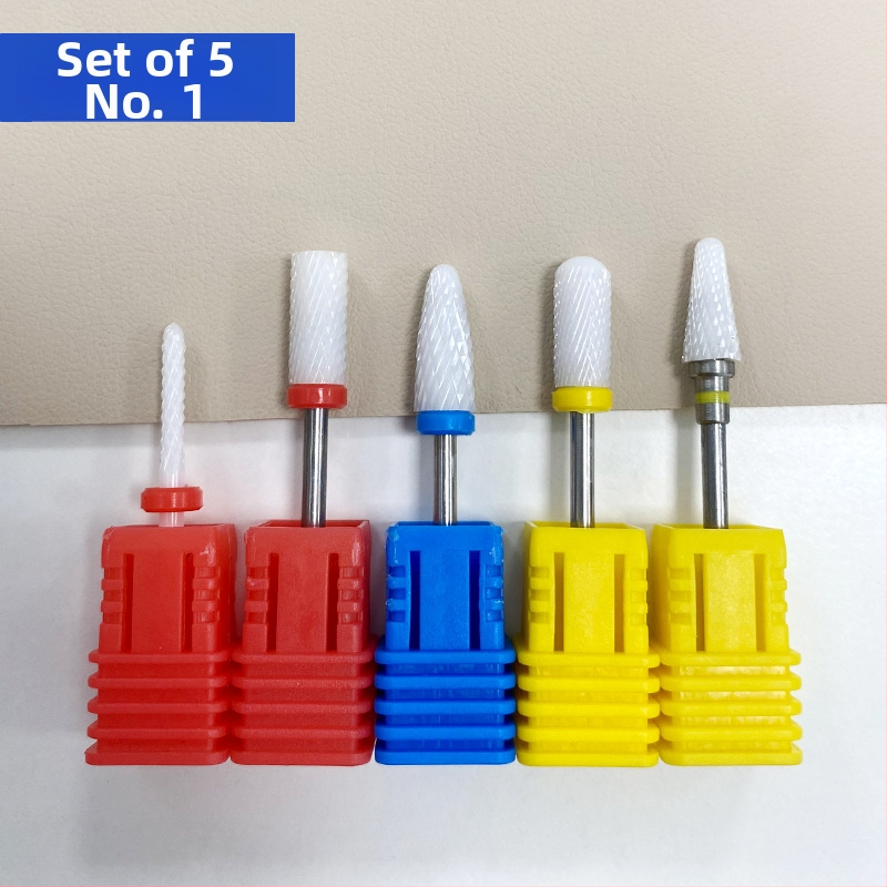 Σετ κεραμικών κεφαλών λείανσης νυχιών, 5 τεμάχια, από κεραμικό υλικό και βολφραμικός χάλυβας, 32 g, για αφαίρεση νυχιών