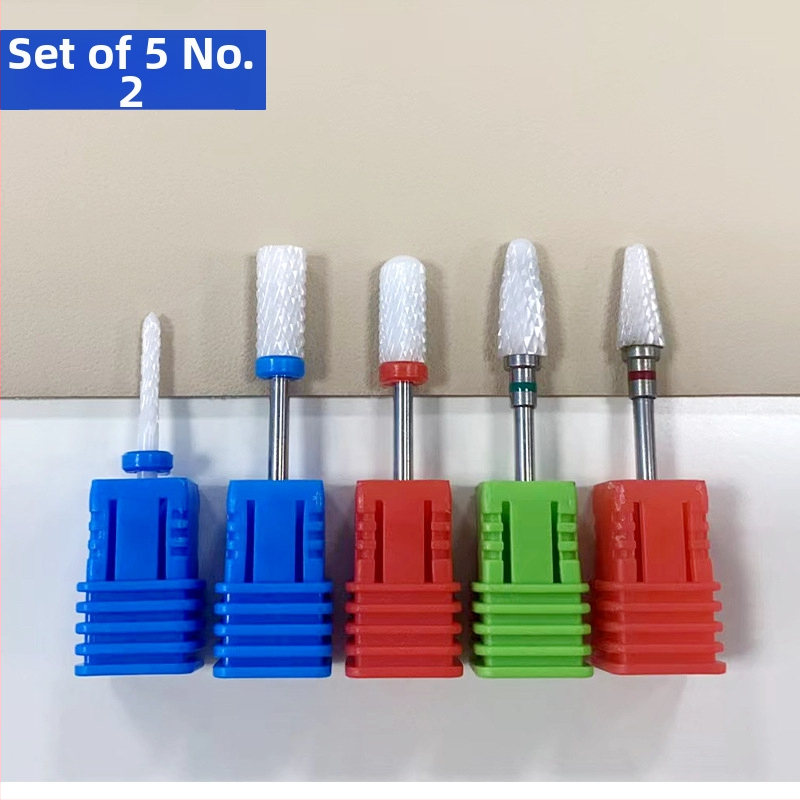 Σετ κεραμικών κεφαλών λείανσης νυχιών, 5 τεμάχια, από κεραμικό υλικό και βολφραμικός χάλυβας, 32 g, για αφαίρεση νυχιών