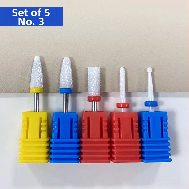 Σετ κεραμικών κεφαλών λείανσης νυχιών, 5 τεμάχια, από κεραμικό υλικό και βολφραμικός χάλυβας, 32 g, για αφαίρεση νυχιών