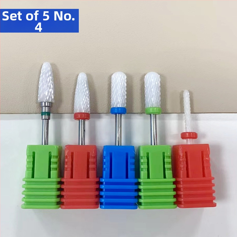 Σετ κεραμικών κεφαλών λείανσης νυχιών, 5 τεμάχια, από κεραμικό υλικό και βολφραμικός χάλυβας, 32 g, για αφαίρεση νυχιών