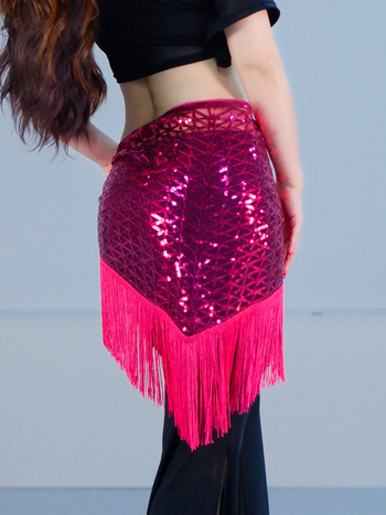 Costum de dans Belly Dance: eșarfă pentru șolduri cu mărgele, broderie cu paiete și ciucuri, pentru dans modern, material poliester