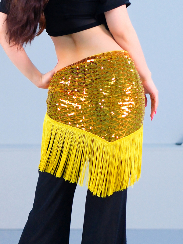 Costum de dans Belly Dance: eșarfă pentru șolduri cu mărgele, broderie cu paiete și ciucuri, pentru dans modern, material poliester