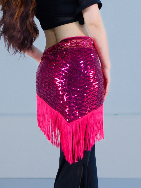 Costum de dans Belly Dance: eșarfă pentru șolduri cu mărgele, broderie cu paiete și ciucuri, pentru dans modern, material poliester