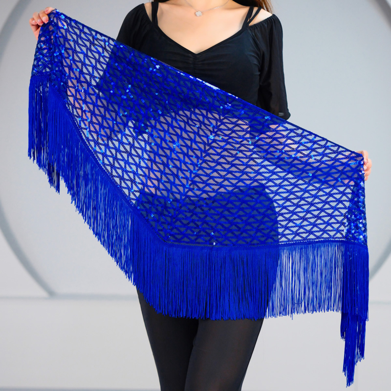 Costum de dans Belly Dance: eșarfă pentru șolduri cu mărgele, broderie cu paiete și ciucuri, pentru dans modern, material poliester