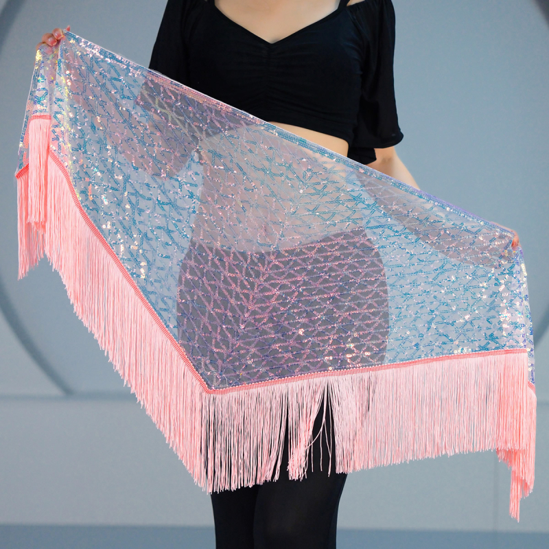 Costum de dans Belly Dance: eșarfă pentru șolduri cu mărgele, broderie cu paiete și ciucuri, pentru dans modern, material poliester