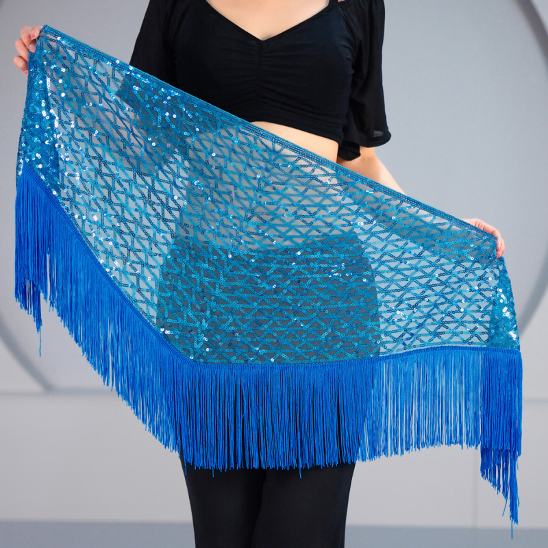 Costum de dans Belly Dance: eșarfă pentru șolduri cu mărgele, broderie cu paiete și ciucuri, pentru dans modern, material poliester