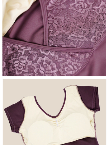 Leotard pentru adulți, pentru balet și dans, dintr-o piesă, cu spate dantelat, mâneci scurte, material Spandex