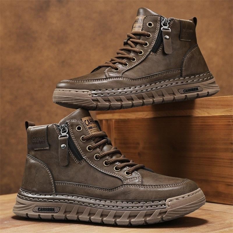 Ghete Martin, PU partea superioară, talpă din cauciuc, vârf rotund, șireturi