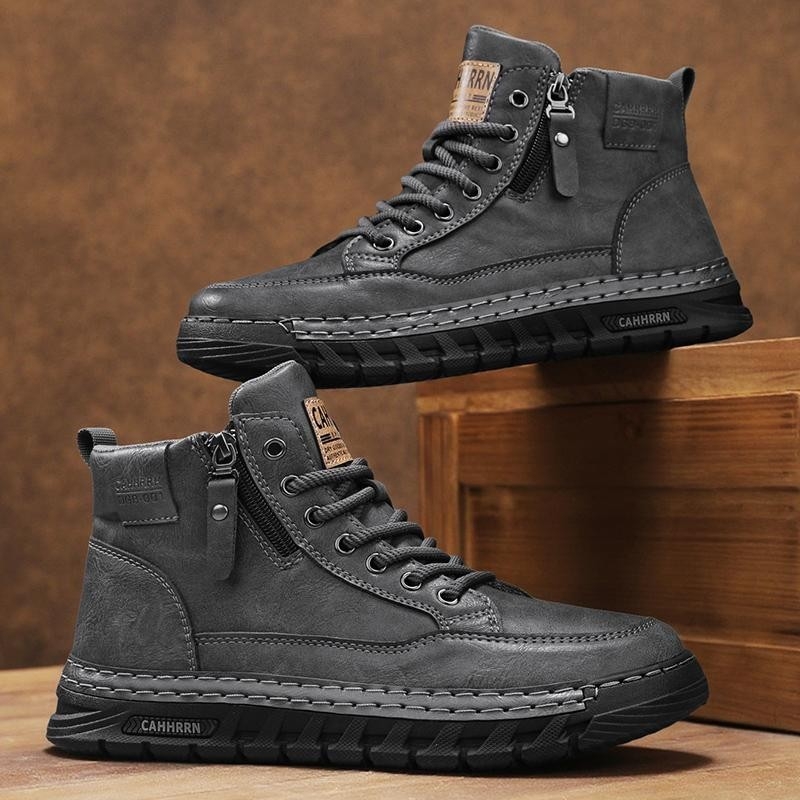 Ghete Martin, PU partea superioară, talpă din cauciuc, vârf rotund, șireturi