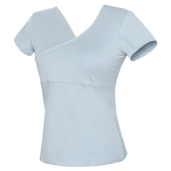 Top de dans pentru femei – tricou scurt din bumbac cu cruce frontală, balet pentru practică, adultă, model solid, bumbac 93%, căptușeală viscose 95%