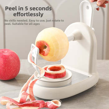 Jablkový šúpač s ručným pohonom – viacúčelový, nerezová oceľ + ABS, moderný minimalistický dizajn