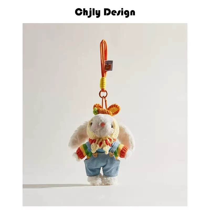 Plüss táskadísz nyúl hosszú fülű – gyerekes mesés stílus, állatmintás, dekoráció, téli 2025 kiadás