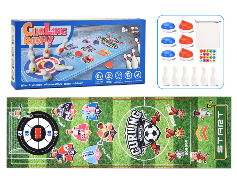 Joc de hochei pe masă pentru copii, pentru doi jucători, din plastic, educațional și interactiv, destinat copiilor între 4 și 6 ani.