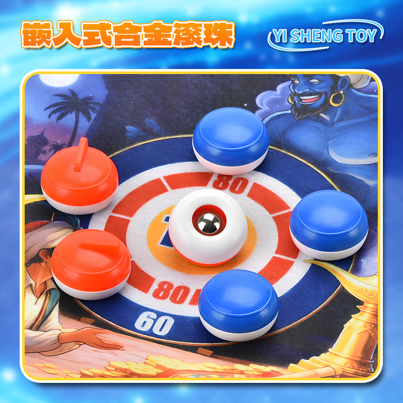 Joc de hochei pe masă pentru copii, pentru doi jucători, din plastic, educațional și interactiv, destinat copiilor între 4 și 6 ani.