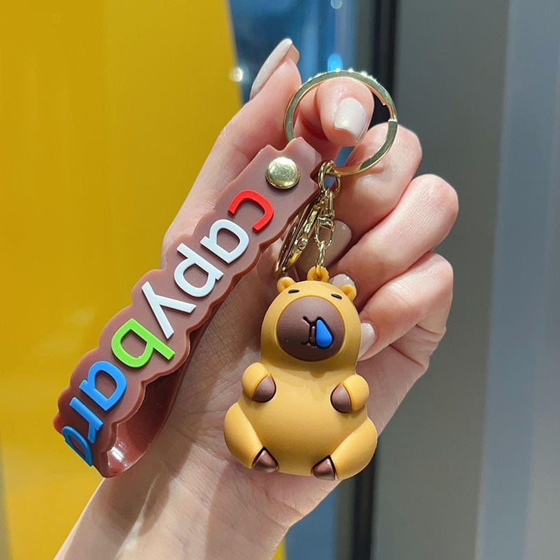 Kulcstartó kapibara – karikatúra tengerimalac függő PVC, YLING márka