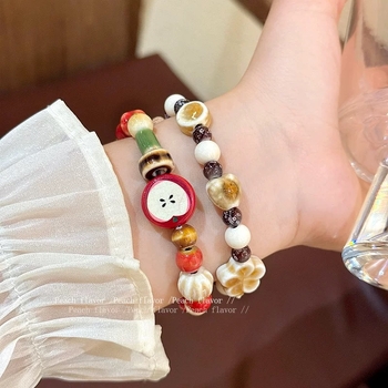 Brățară ceramică cu flori, lucrată manual, pentru femei, stil dulce