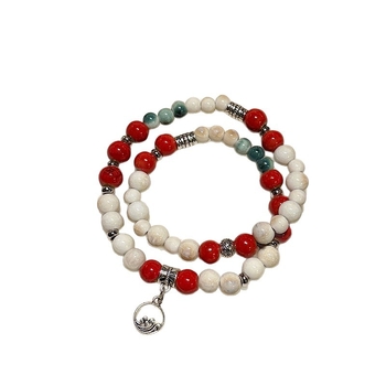 Brățară ceramică cu flori, lucrată manual, pentru femei, stil dulce