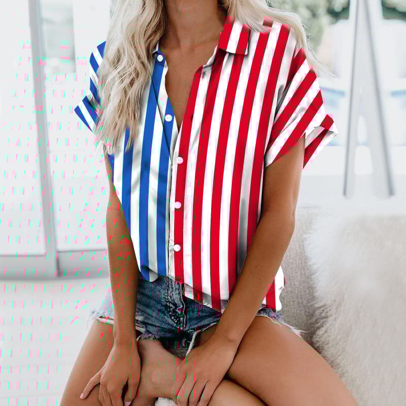 Cămașă pentru femei, imprimeu digital 3D în dungă, poliester, mâneci lungi, croială relaxată