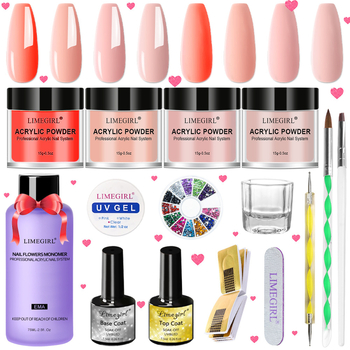 Limegirl Ολοκληρωμένο σετ εργαλείων περιποίησης νυχιών με κιτ κρυστάλλινης πούδρας – Πλαστικό, Ιδιωτικής Ετικέτας με Άδεια, Εγχώρια Μάρκα