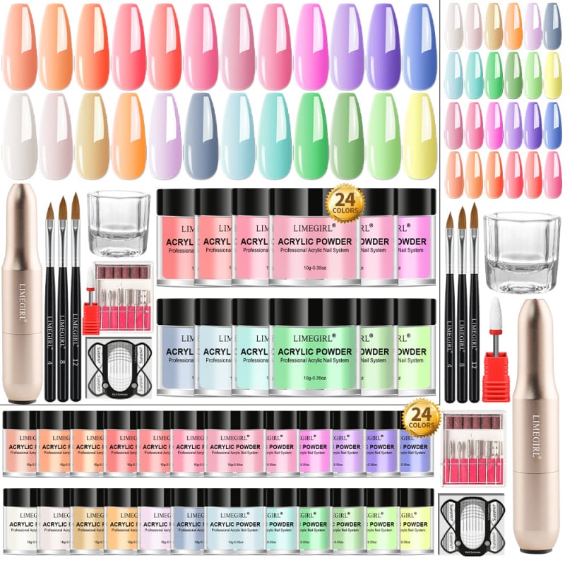 Limegirl Ολοκληρωμένο σετ εργαλείων περιποίησης νυχιών με κιτ κρυστάλλινης πούδρας – Πλαστικό, Ιδιωτικής Ετικέτας με Άδεια, Εγχώρια Μάρκα