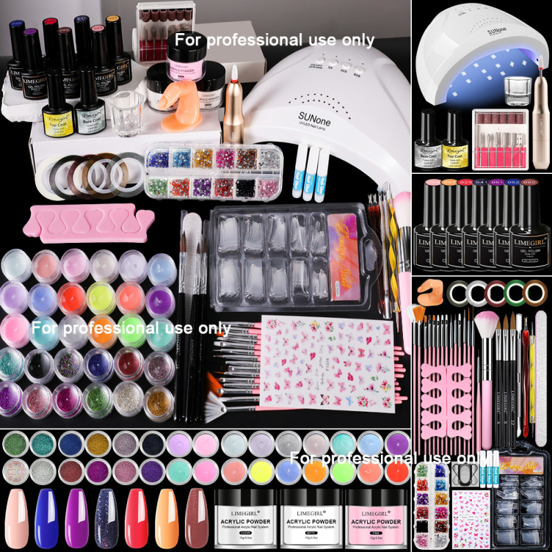 Limegirl Ολοκληρωμένο σετ εργαλείων περιποίησης νυχιών με κιτ κρυστάλλινης πούδρας – Πλαστικό, Ιδιωτικής Ετικέτας με Άδεια, Εγχώρια Μάρκα