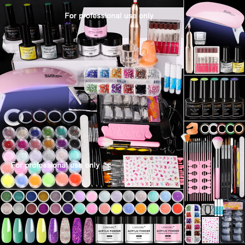 Limegirl Ολοκληρωμένο σετ εργαλείων περιποίησης νυχιών με κιτ κρυστάλλινης πούδρας – Πλαστικό, Ιδιωτικής Ετικέτας με Άδεια, Εγχώρια Μάρκα
