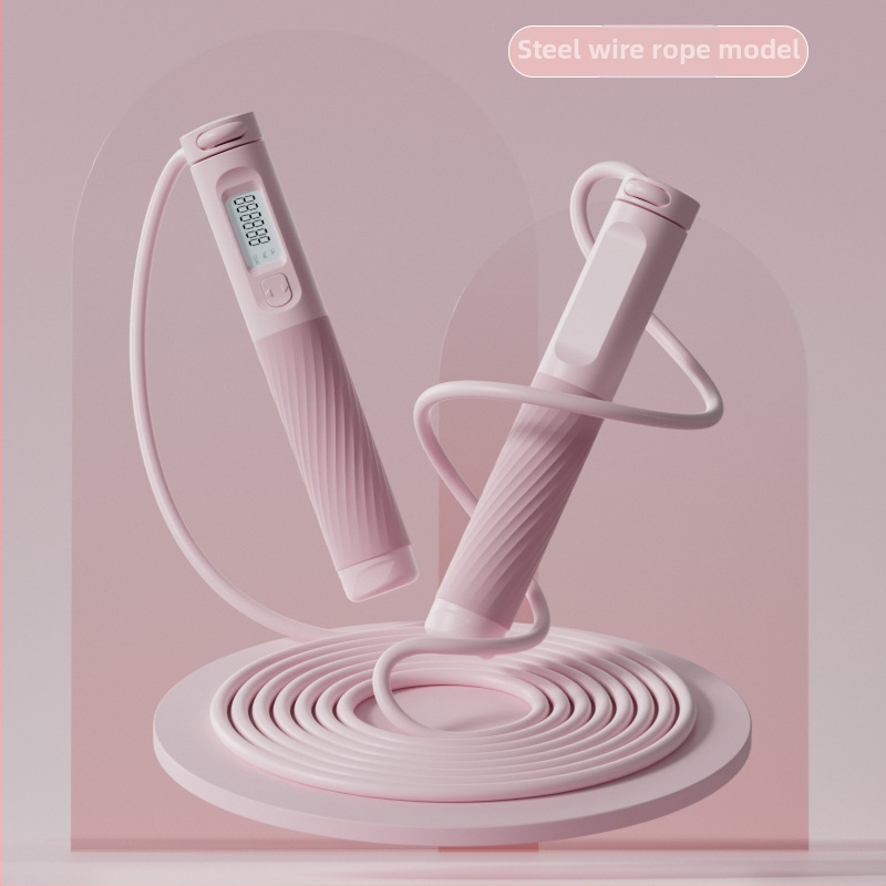 Bežično užad za preskakanje s elektroničkim brojačem, 3 m čelično uže, teška kugla, ABS ručke (unutarnji fitness za odrasle)