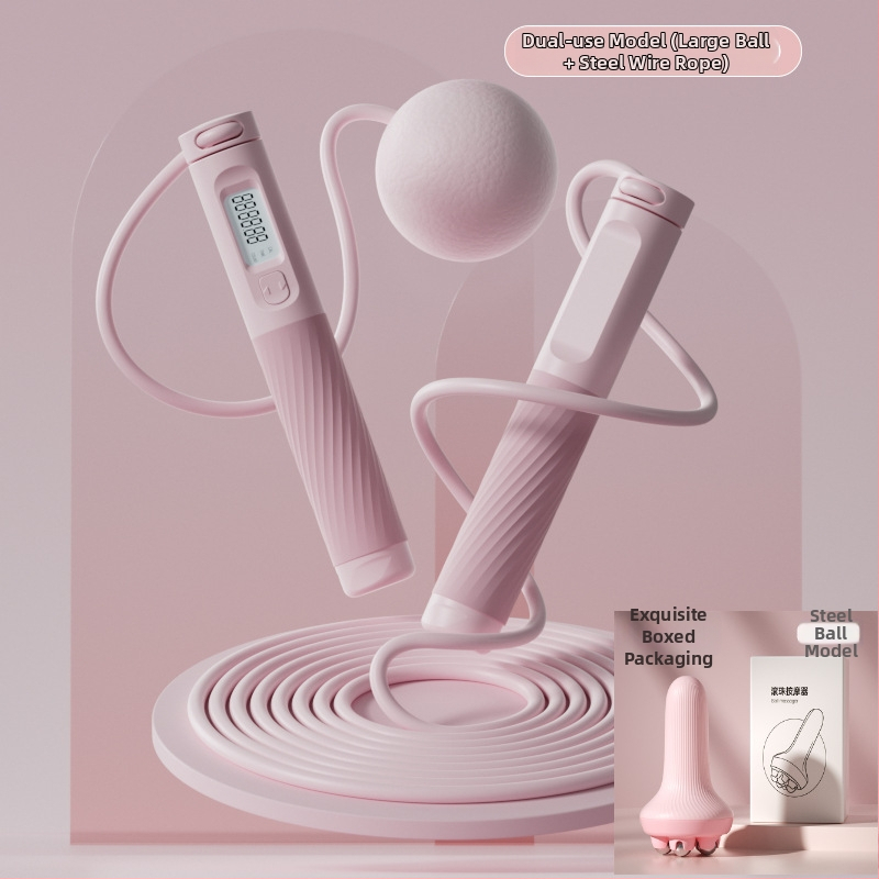 Bežično užad za preskakanje s elektroničkim brojačem, 3 m čelično uže, teška kugla, ABS ručke (unutarnji fitness za odrasle)