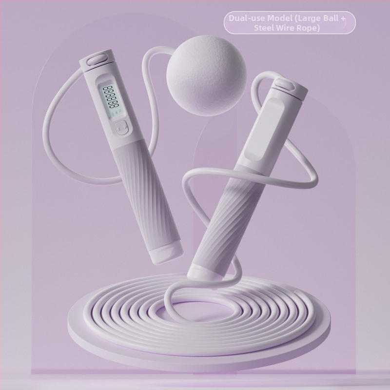 Bežično užad za preskakanje s elektroničkim brojačem, 3 m čelično uže, teška kugla, ABS ručke (unutarnji fitness za odrasle)